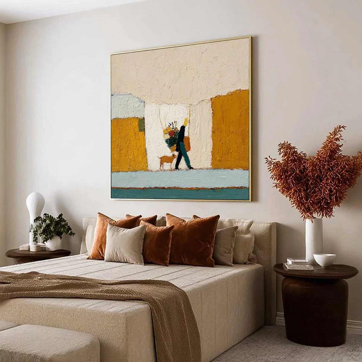 A SIMPLE PLEASURE: Textured Figurative Impasto Painting of a City Stroll | Figurative mood, soft natural light studio shot