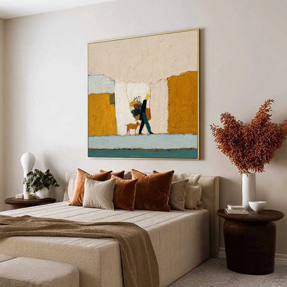 A SIMPLE PLEASURE: Textured Figurative Impasto Painting of a City Stroll | Figurative mood, soft natural light studio shot