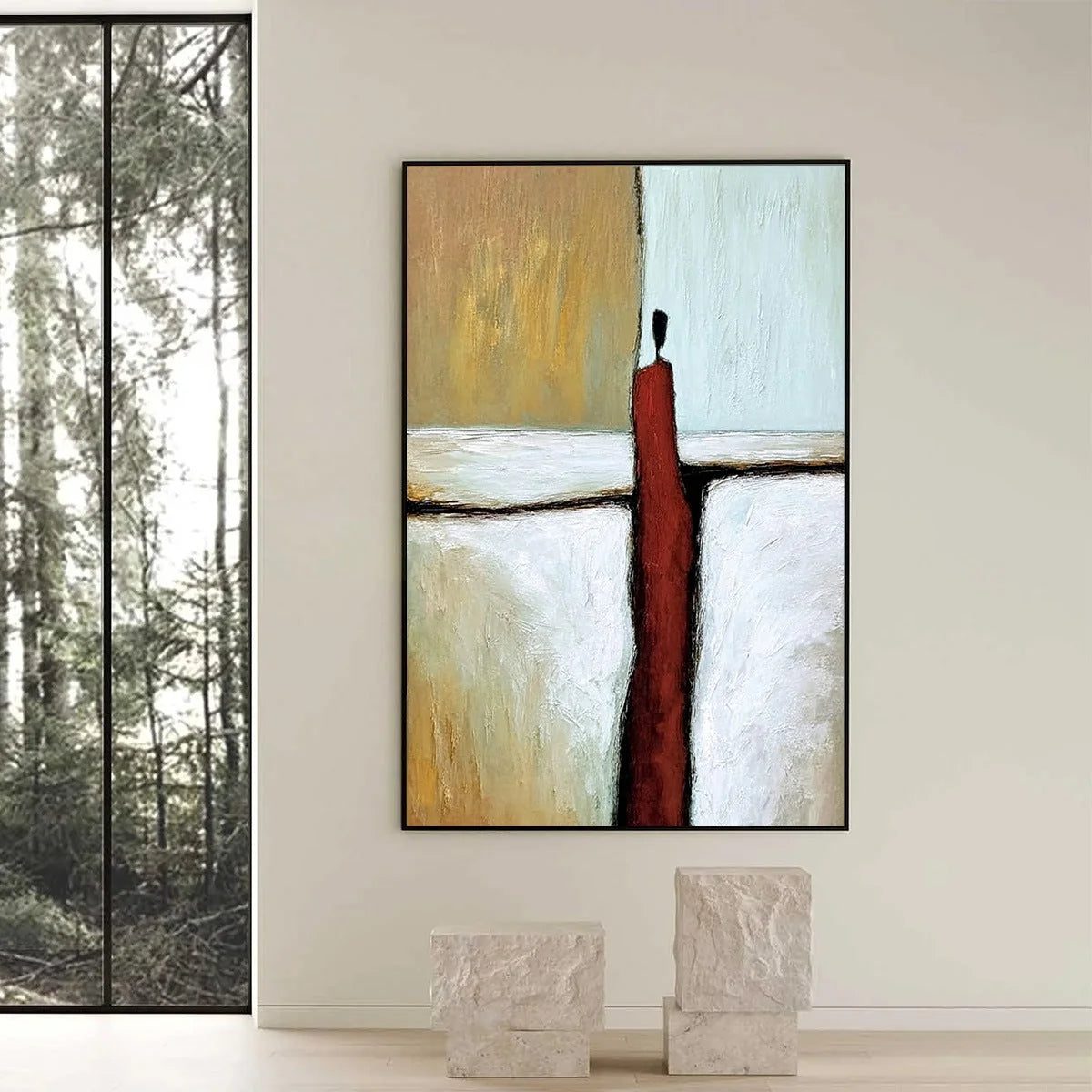 THE PATH: Textured Abstract Figurative Painting for Modern Decor | Figurative closeup, raised brushwork detail