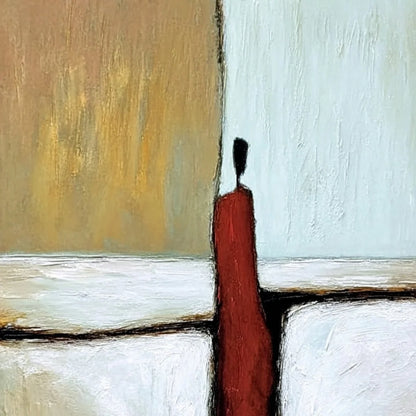 THE PATH: Textured Abstract Figurative Painting for Modern Decor | rectangular format, hand-painted canvas edge