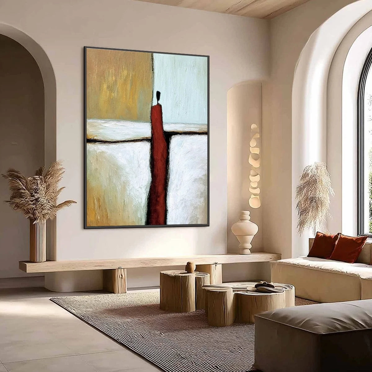THE PATH: Textured Abstract Figurative Painting for Modern Decor | Figurative mood, soft natural light studio shot