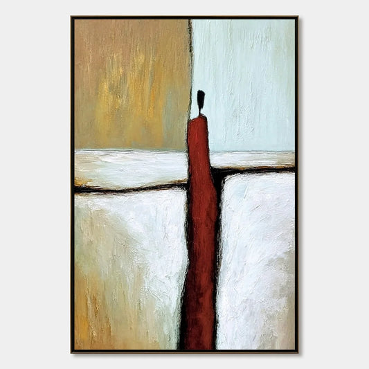 THE PATH: Textured Abstract Figurative Painting for Modern Decor | hanging in living room, Figurative wall art