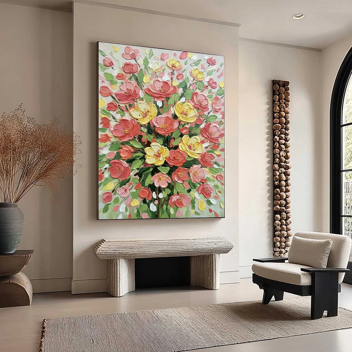 JOYFUL BLOOM: Textured Floral Impasto Oil Painting | multi-color palette, original oil on stretched canvas art