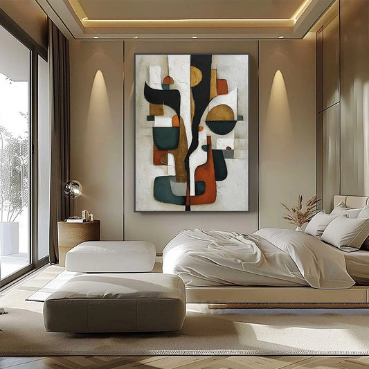 TERRA FORMA: Textured Geometric Abstract Oil Painting for Modern Decor