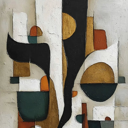 TERRA FORMA: Textured Geometric Abstract Oil Painting for Modern Decor | rectangular format, hand-painted canvas edge