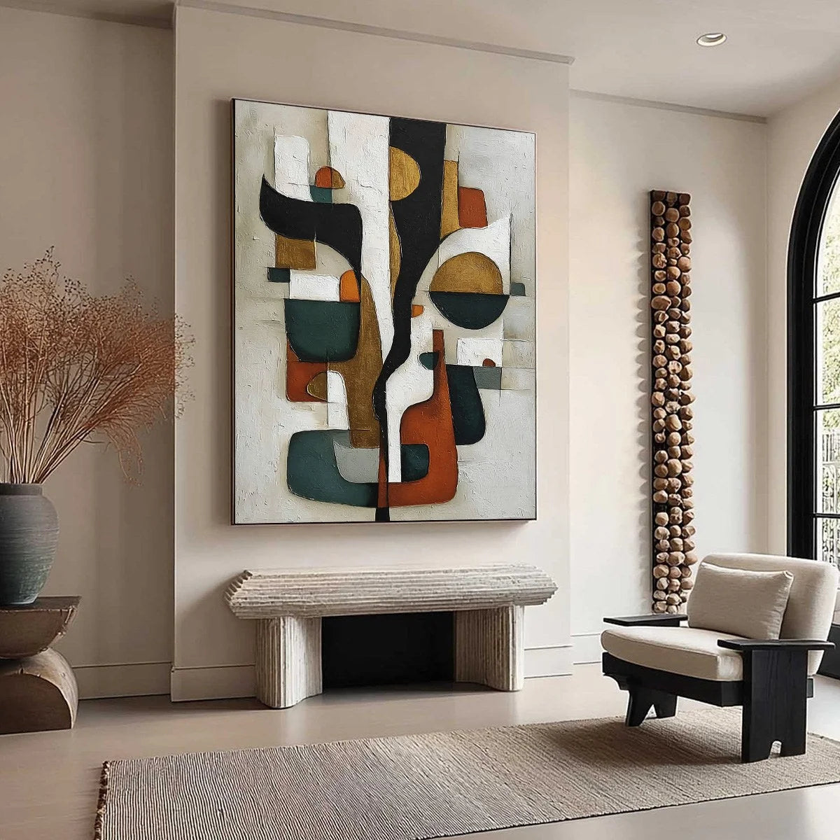TERRA FORMA: Textured Geometric Abstract Oil Painting for Modern Decor | multi-color palette, original oil on stretched canvas art