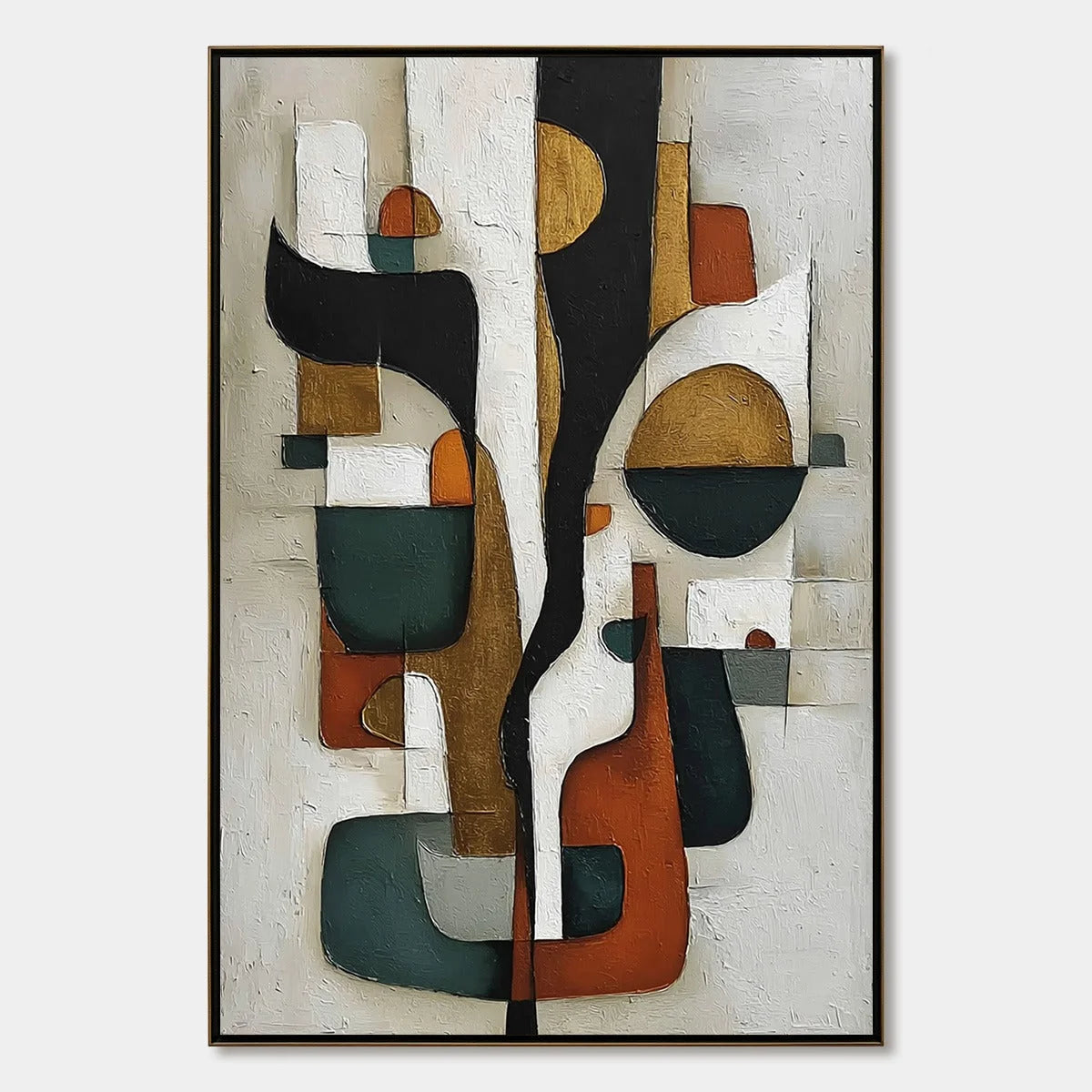 TERRA FORMA: Textured Geometric Abstract Oil Painting for Modern Decor | hanging in living room, Minimalist wall art