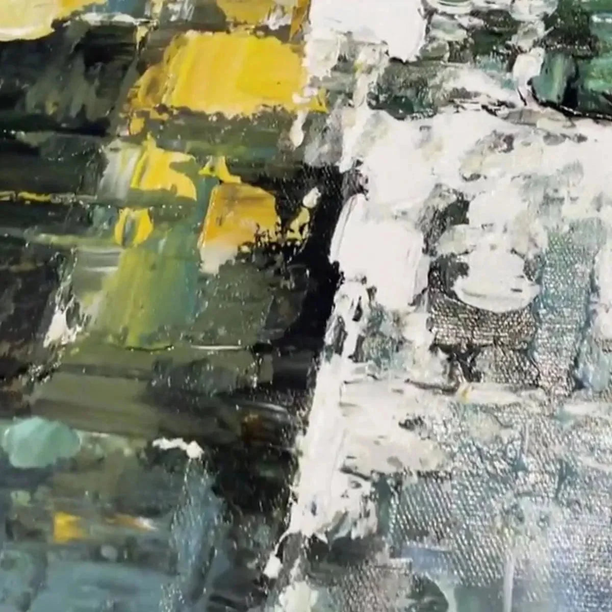 TEXTURED GREEN ABSTRACT: Impasto Abstract Painting, Vertical Wall Art | gold frame stretched on neutral wall