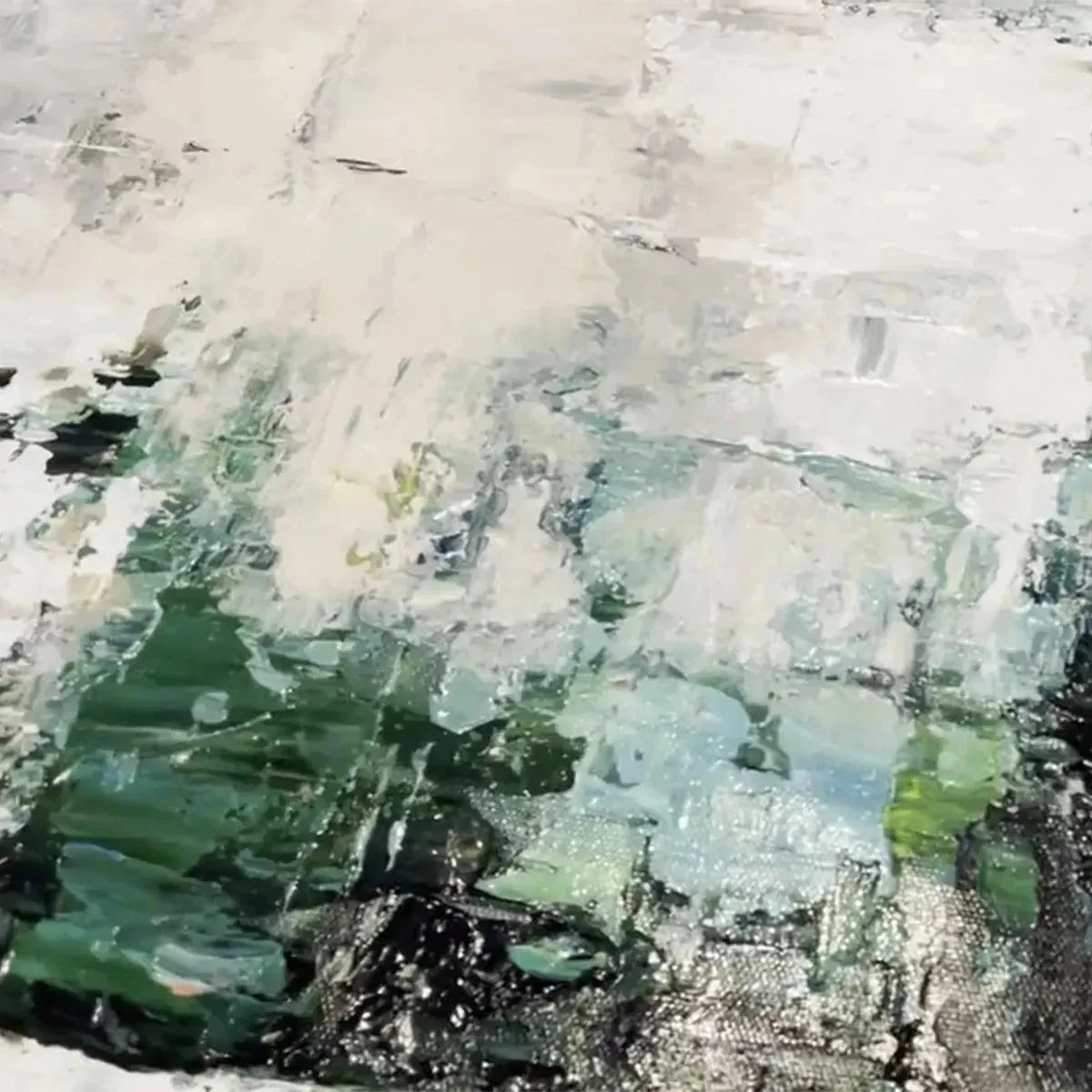 TEXTURED GREEN ABSTRACT: Impasto Abstract Painting, Vertical Wall Art | green palette, original oil on stretched canvas art