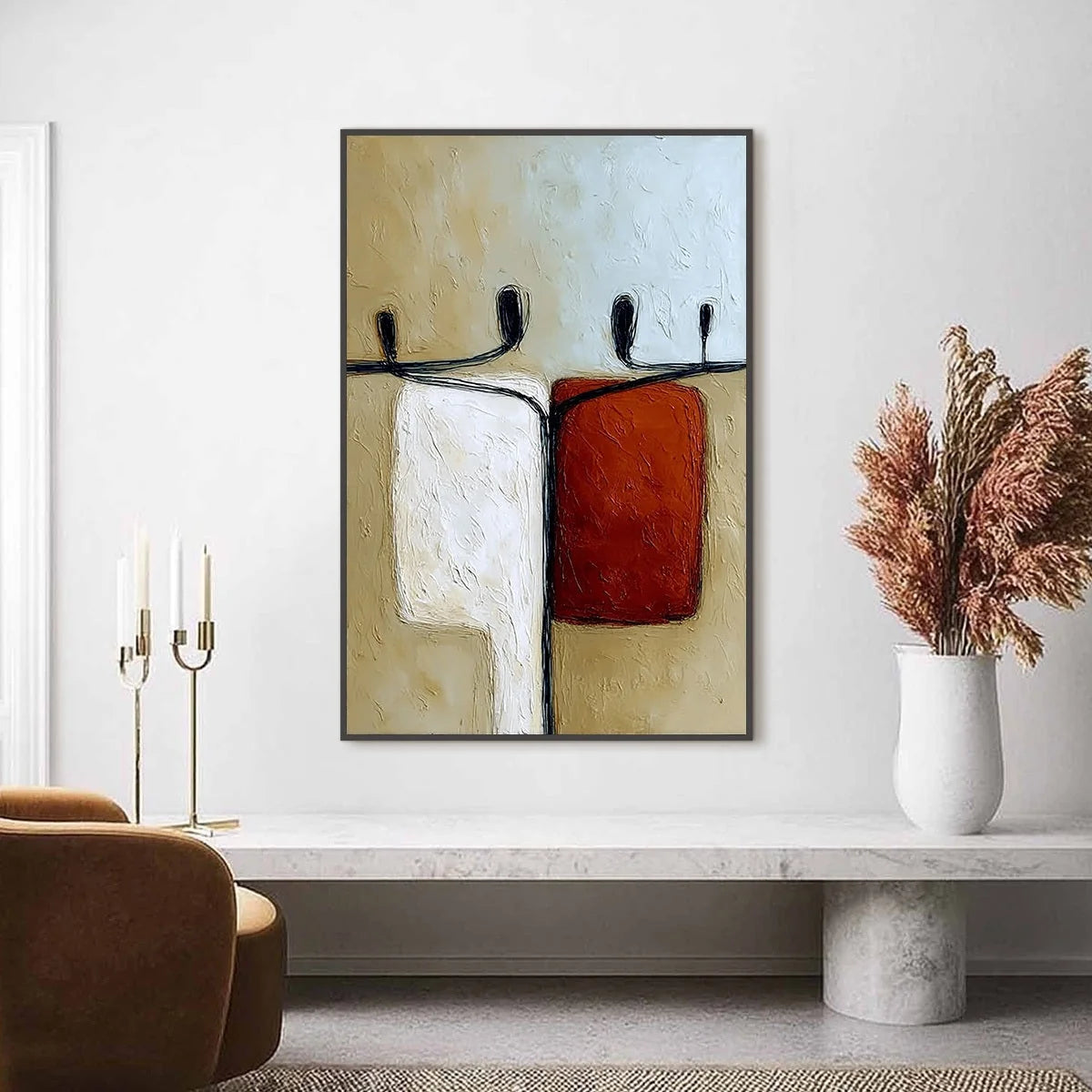 UNITY: Textured Abstract Figurative Painting of Human Connection | Figurative closeup, raised brushwork detail