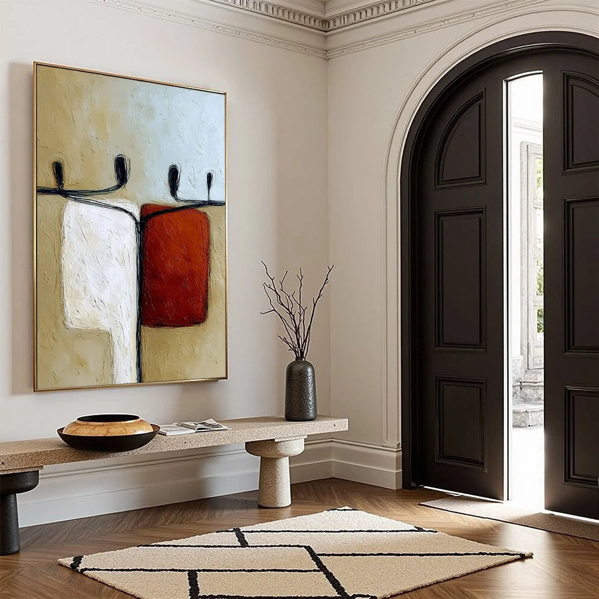 UNITY: Textured Abstract Figurative Painting of Human Connection | multi-color palette, original oil on stretched canvas art