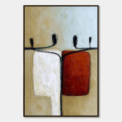 UNITY: Textured Abstract Figurative Painting of Human Connection | hanging in living room, Figurative wall art