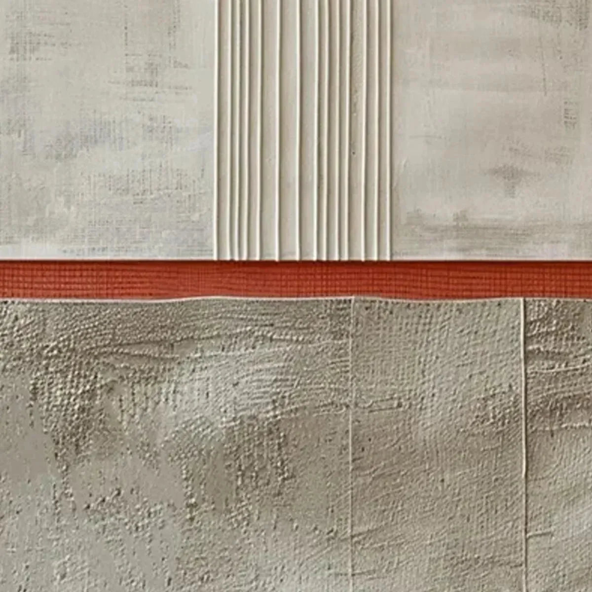TEXTURED MINIMALIST LANDSCAPE: Terracotta and Beige Abstract Painting, Vertical Wall Art | Minimalist mood, soft natural light studio shot