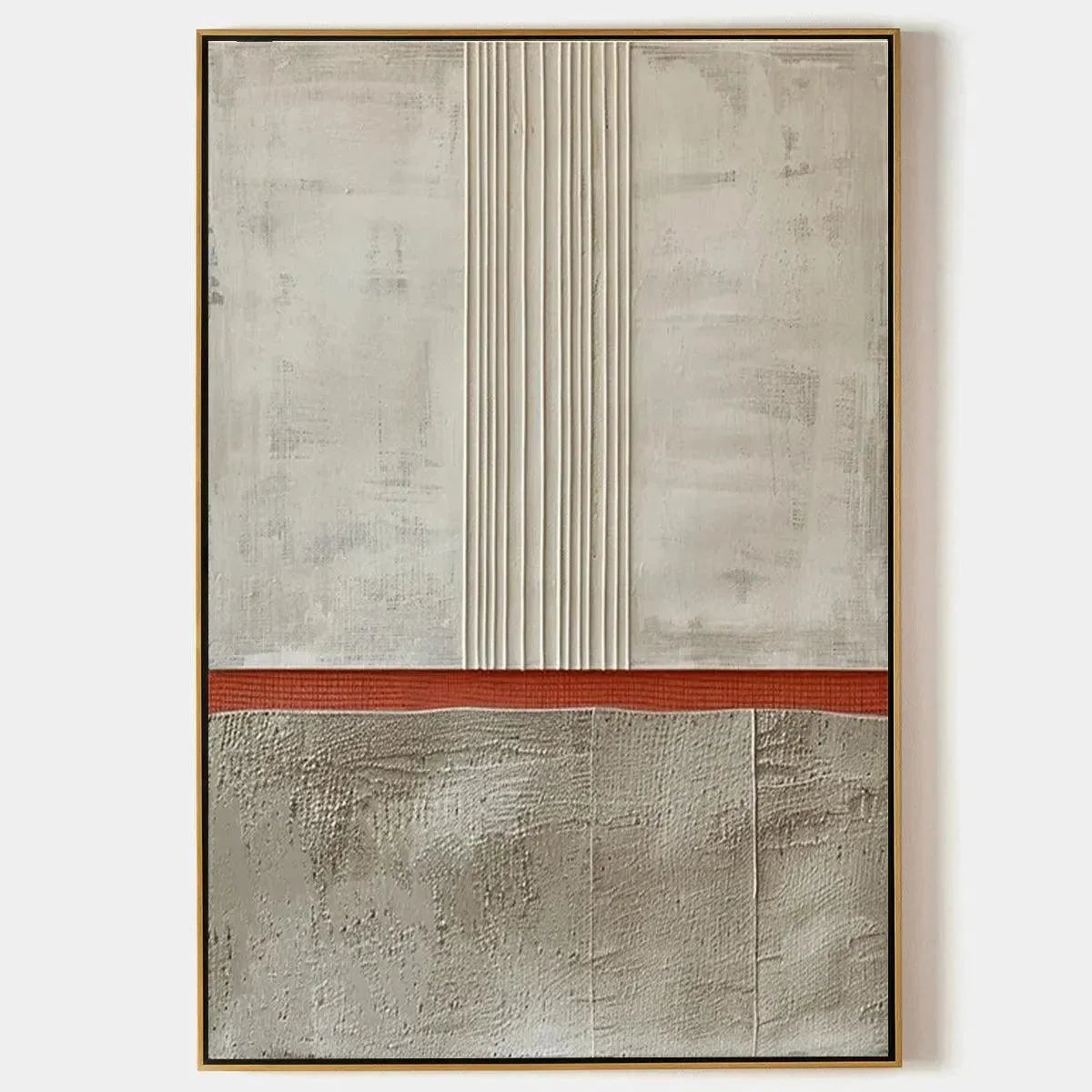 TEXTURED MINIMALIST LANDSCAPE: Terracotta and Beige Abstract Painting, Vertical Wall Art | hanging in living room, Minimalist wall art