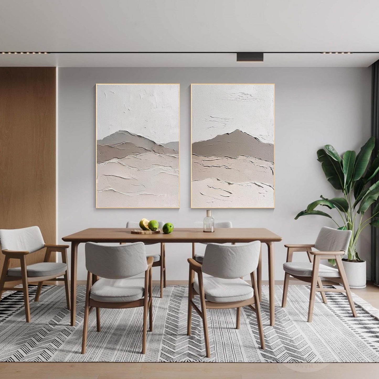 Textured Mountain Landscape Canvas Set: Minimalist Japandi Wall Art (2 Piece Set #2