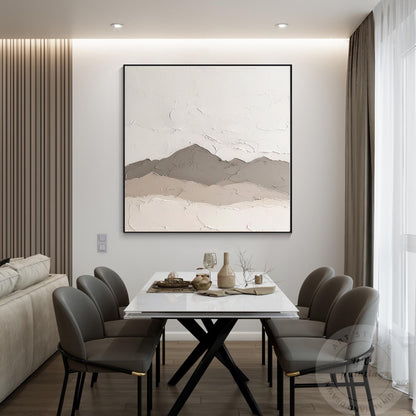 Textured Mountain Landscape Painting: Neutral Earth Tones, Modern Canvas Art #2