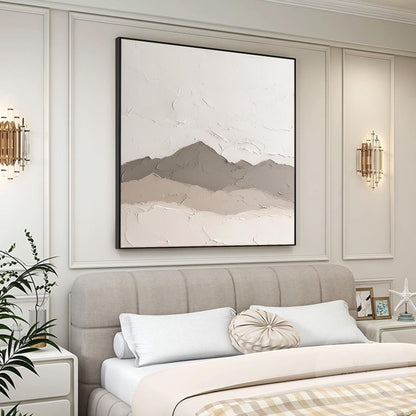 Textured Mountain Landscape Painting: Neutral Earth Tones, Modern Canvas Art #4