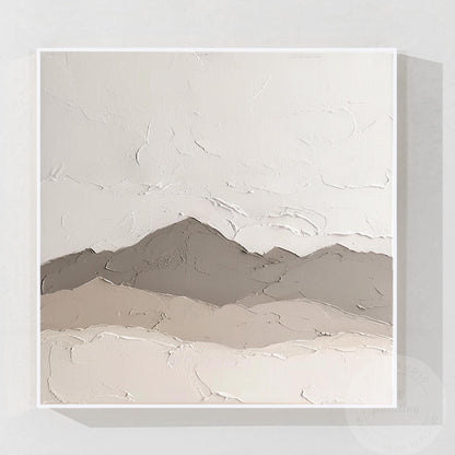 Textured Mountain Landscape Painting: Neutral Earth Tones, Modern Canvas Art #5