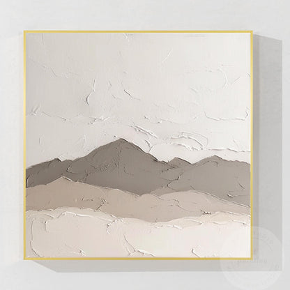 Textured Mountain Landscape Painting: Neutral Earth Tones, Modern Canvas Art #8
