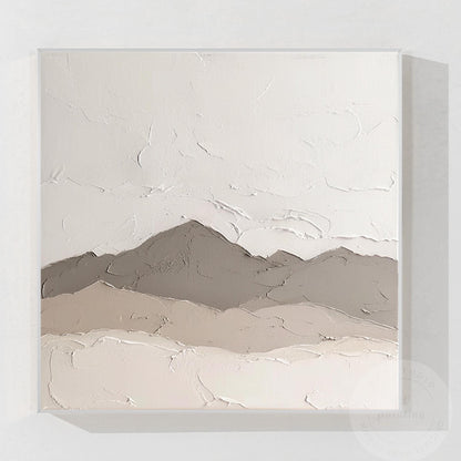 Textured Mountain Landscape Painting: Neutral Earth Tones, Modern Canvas Art #9