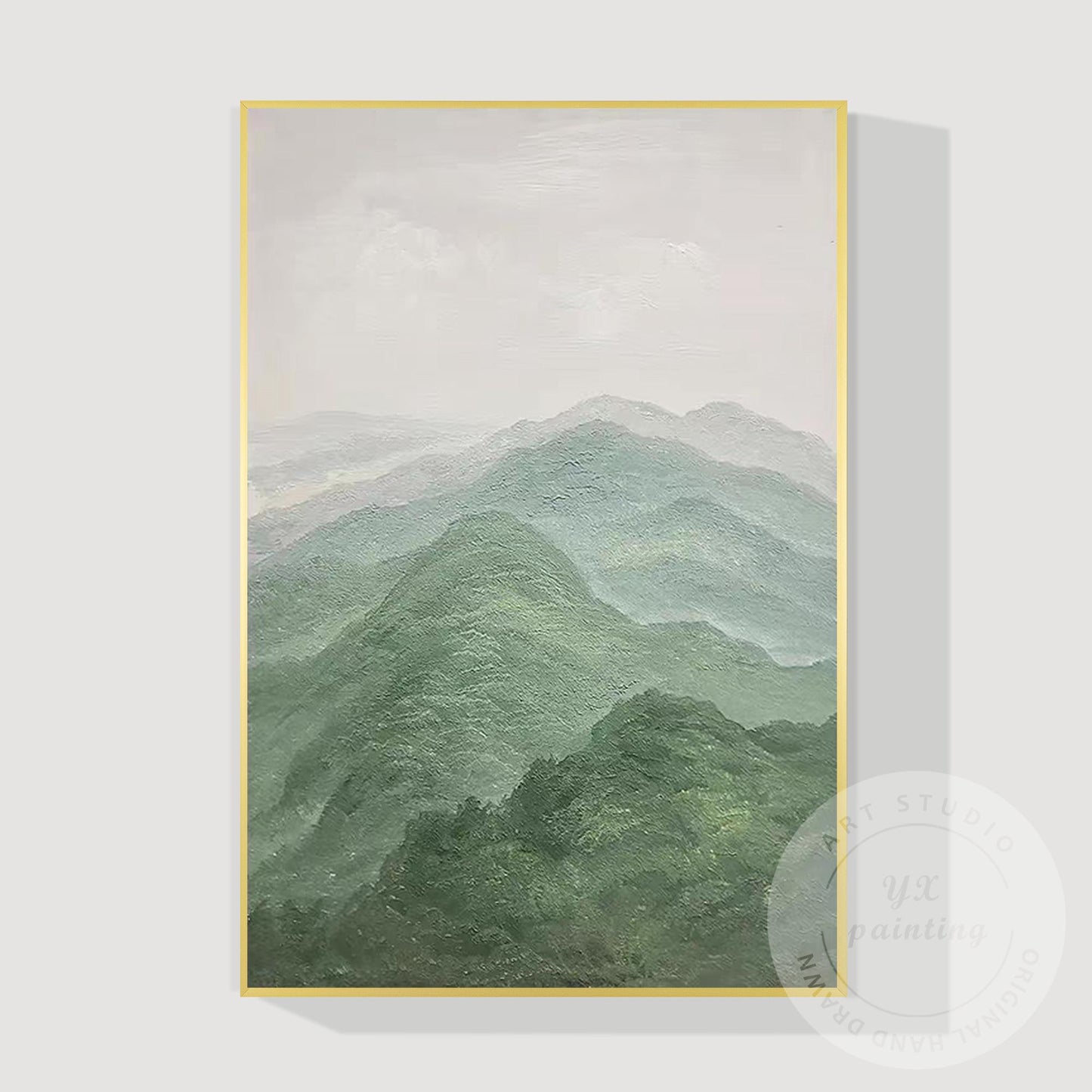 Textured Mountain Landscape Painting on Canvas, Extra Large Vertical Wall Art, S #11