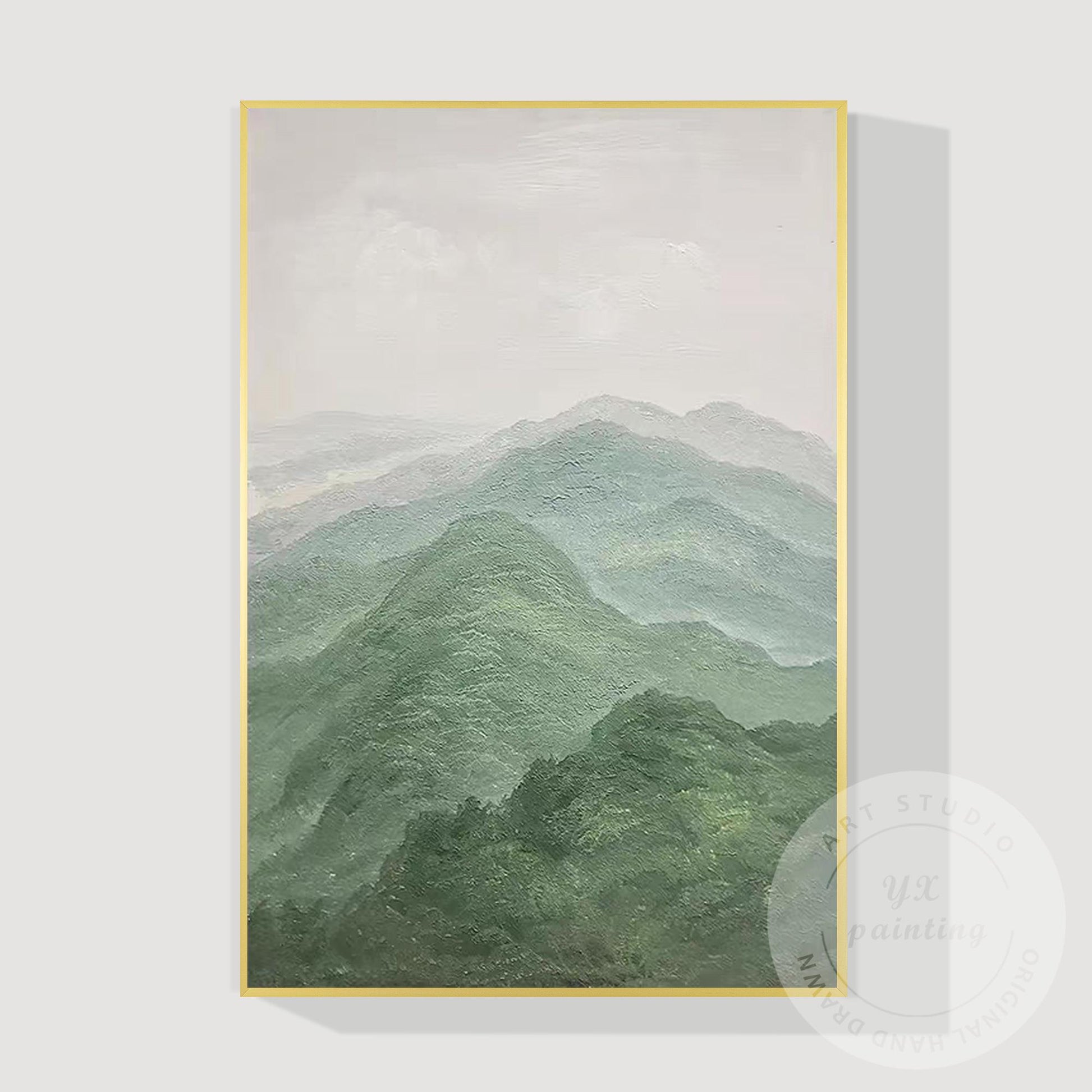 Textured Mountain Landscape Painting on Canvas, Extra Large Vertical Wall Art, S #11