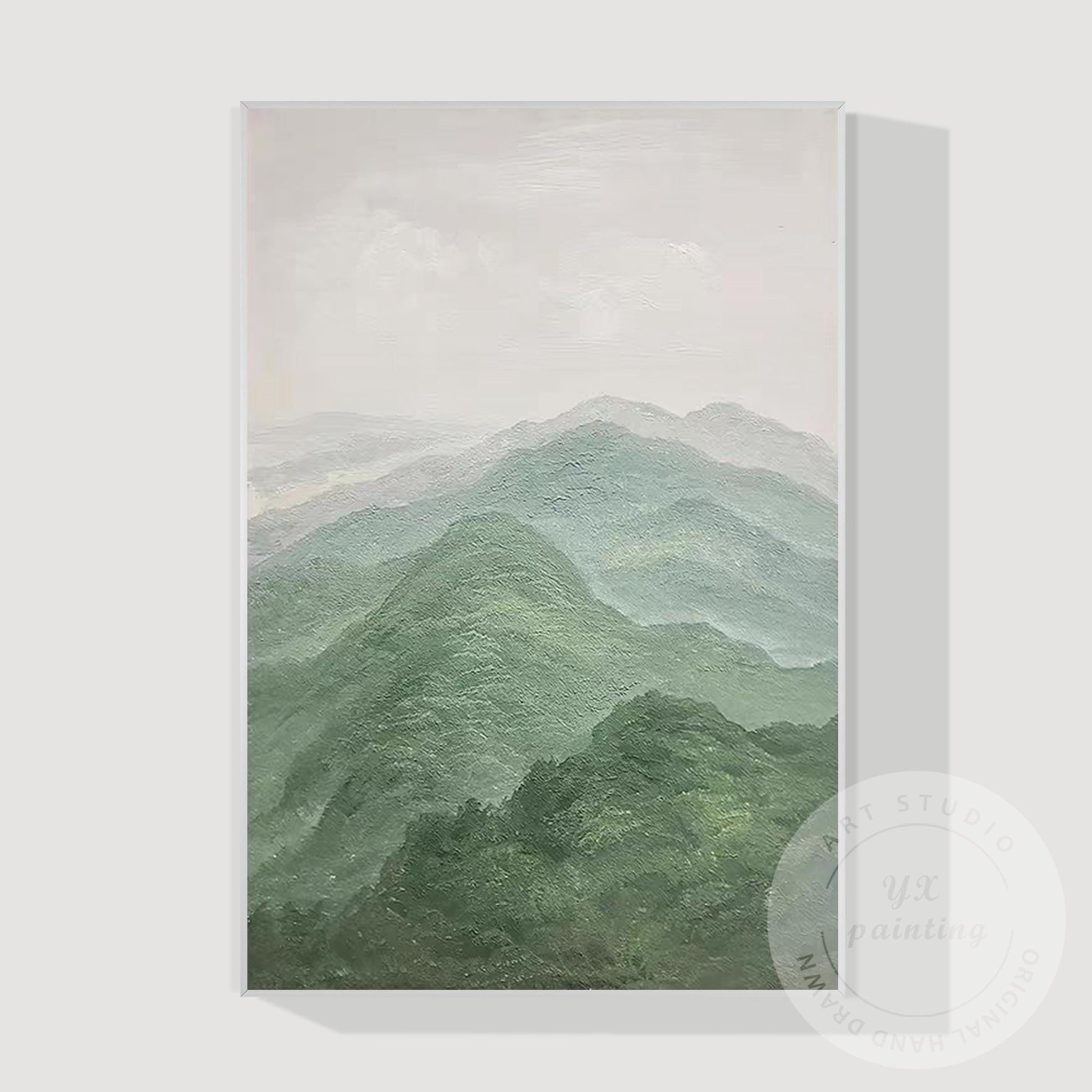 Textured Mountain Landscape Painting on Canvas, Extra Large Vertical Wall Art, S #12