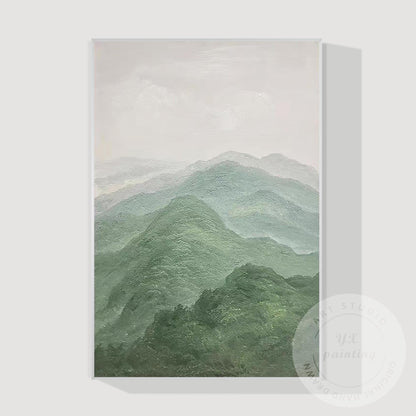 Textured Mountain Landscape Painting on Canvas, Extra Large Vertical Wall Art, S #12