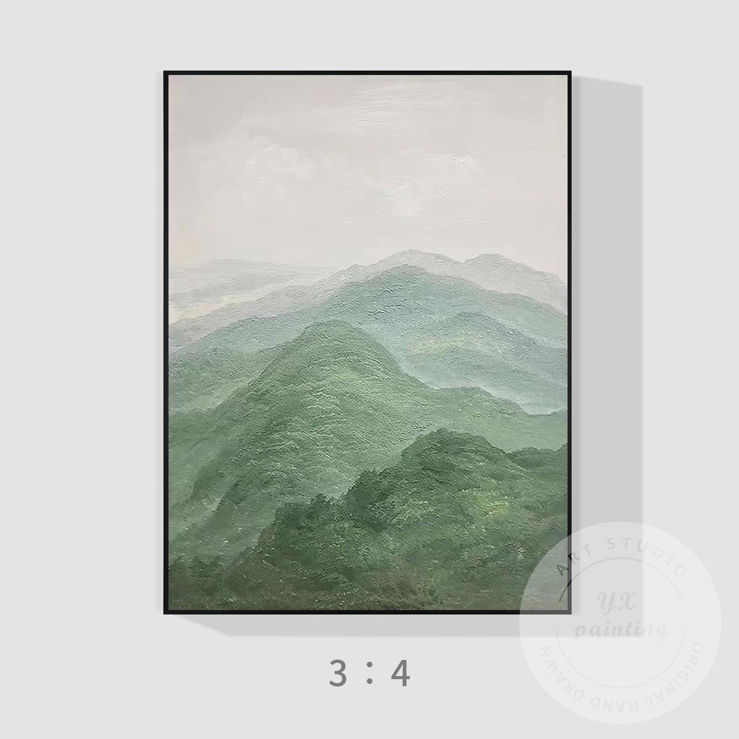 Textured Mountain Landscape Painting on Canvas, Extra Large Vertical Wall Art, S #7
