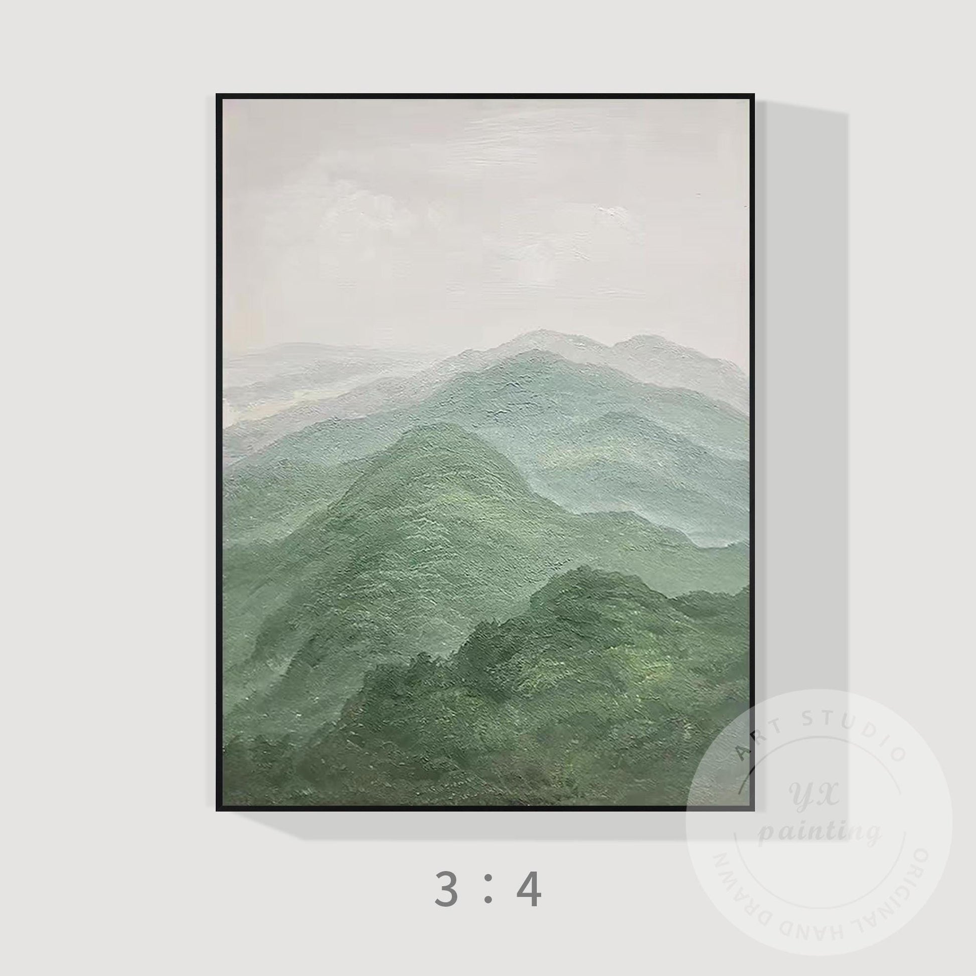 Textured Mountain Landscape Painting on Canvas, Extra Large Vertical Wall Art, S #7