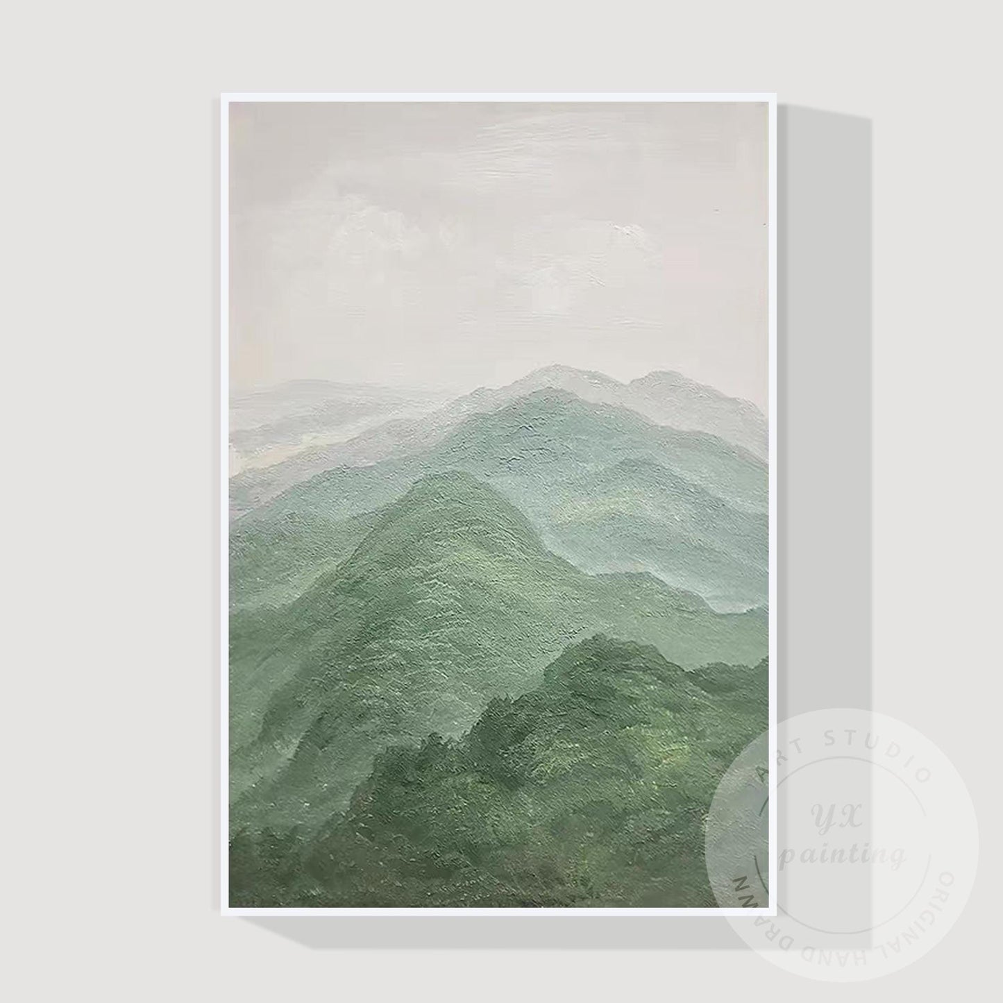 Textured Mountain Landscape Painting on Canvas, Extra Large Vertical Wall Art, S #8