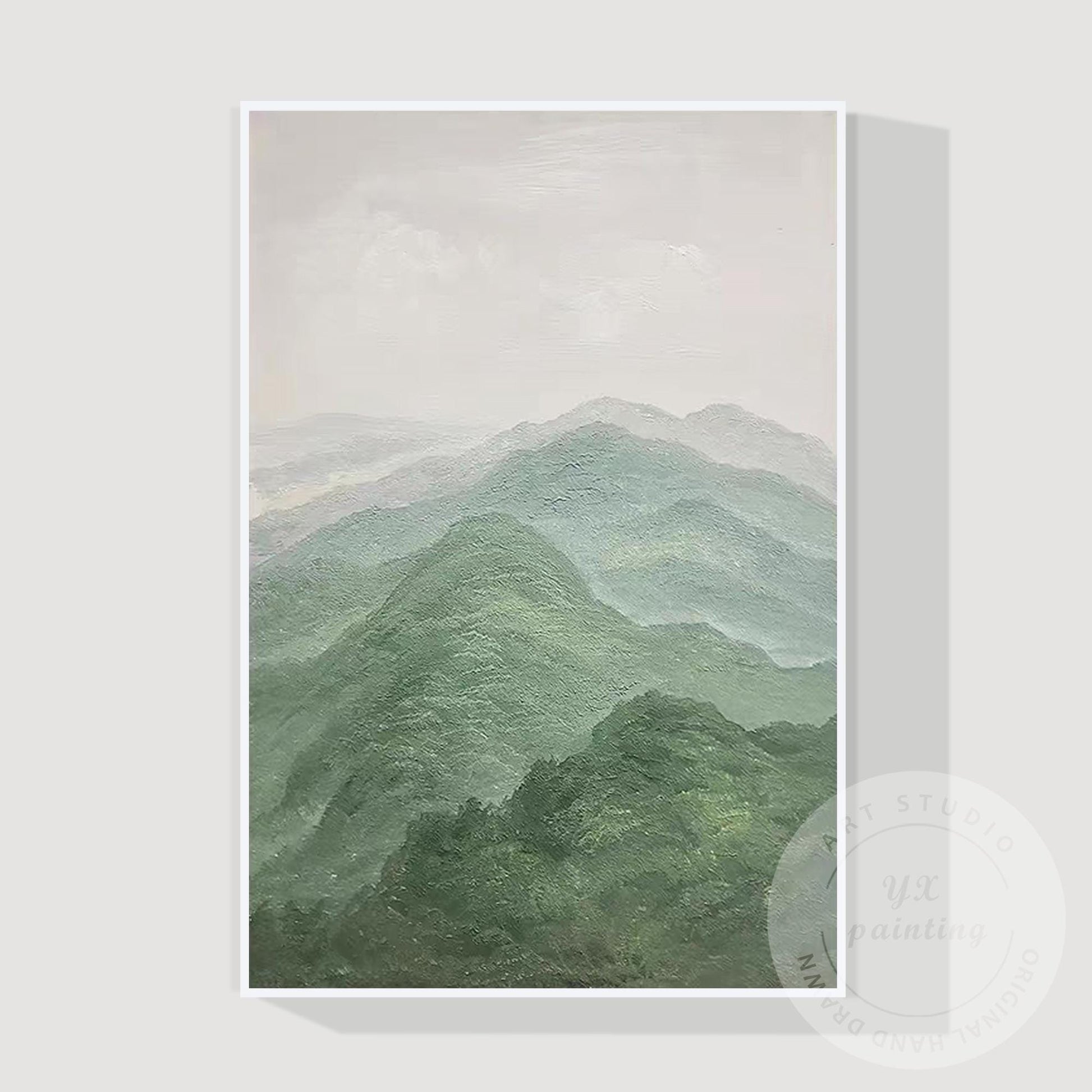 Textured Mountain Landscape Painting on Canvas, Extra Large Vertical Wall Art, S #8