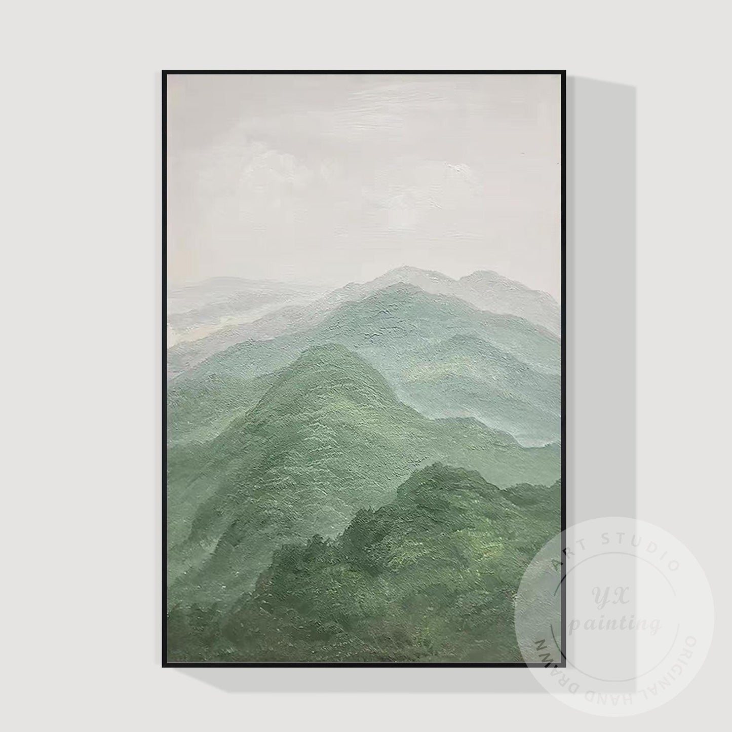 Textured Mountain Landscape Painting on Canvas, Extra Large Vertical Wall Art, S #9