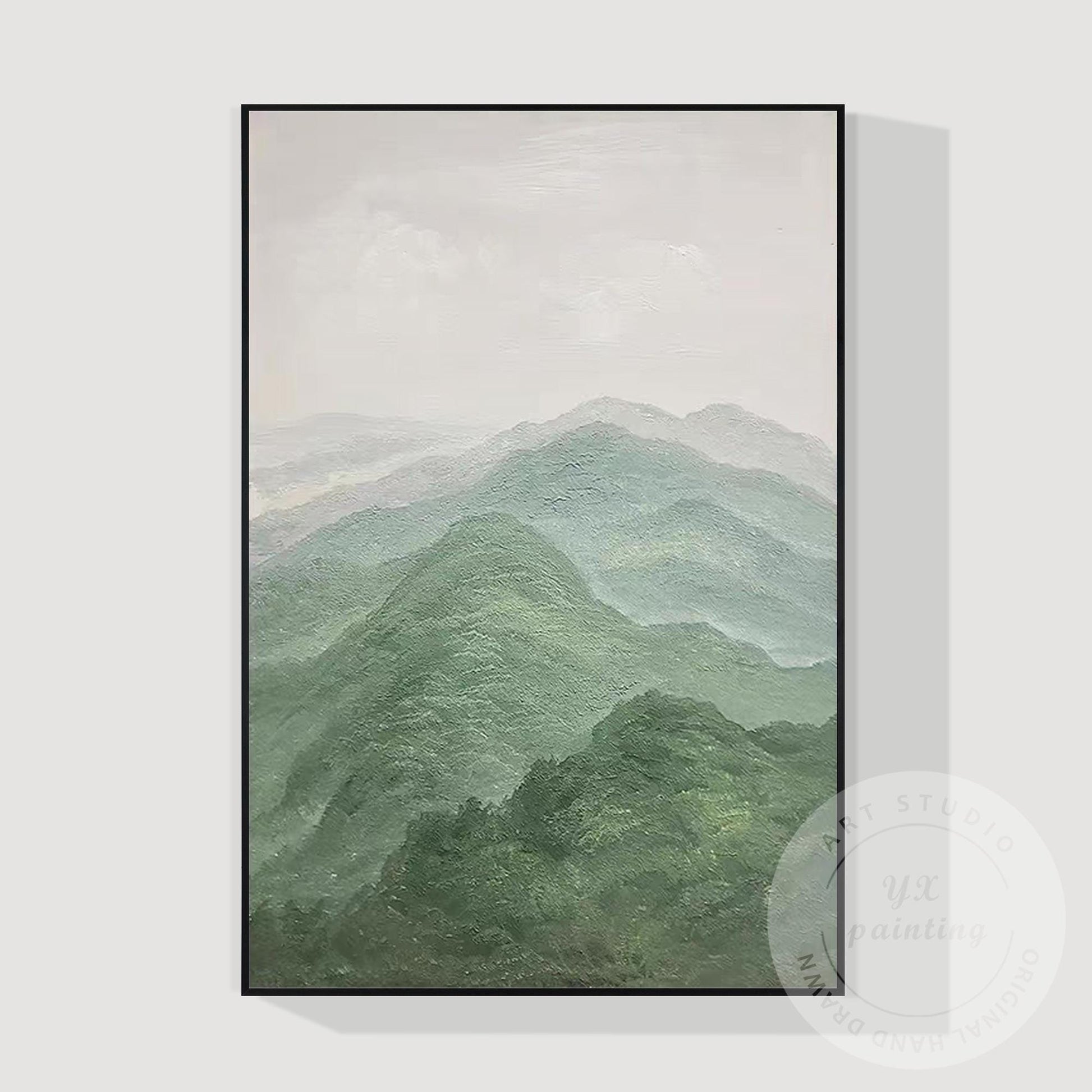 Textured Mountain Landscape Painting on Canvas, Extra Large Vertical Wall Art, S #9