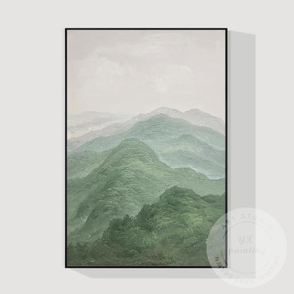 Textured Mountain Landscape Painting on Canvas, Extra Large Vertical Wall Art, S #9