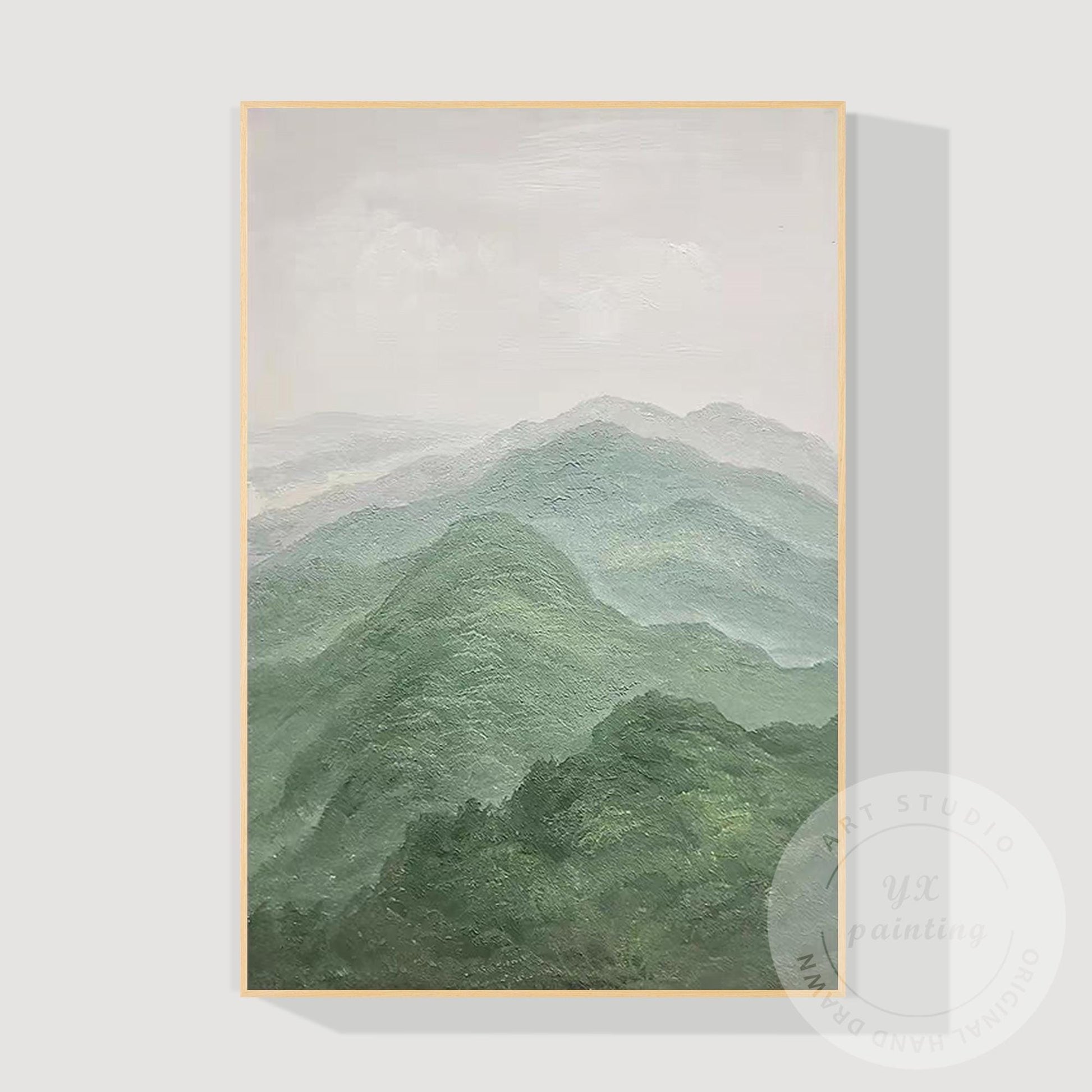 Textured Mountain Landscape Painting on Canvas, Extra Large Vertical Wall Art, S #10