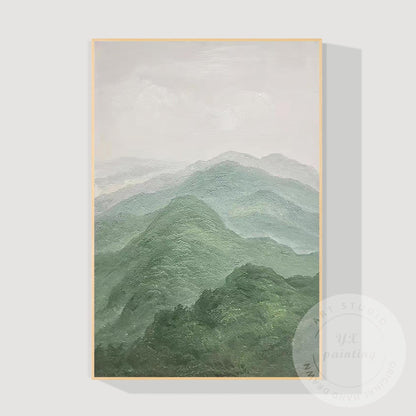 Textured Mountain Landscape Painting on Canvas, Extra Large Vertical Wall Art, S #10