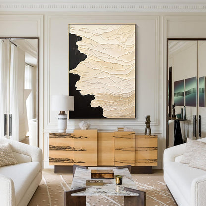 Textured Neutral Abstract Painting, Beige Cream Sculptural Wall Art, Modern Mini #2