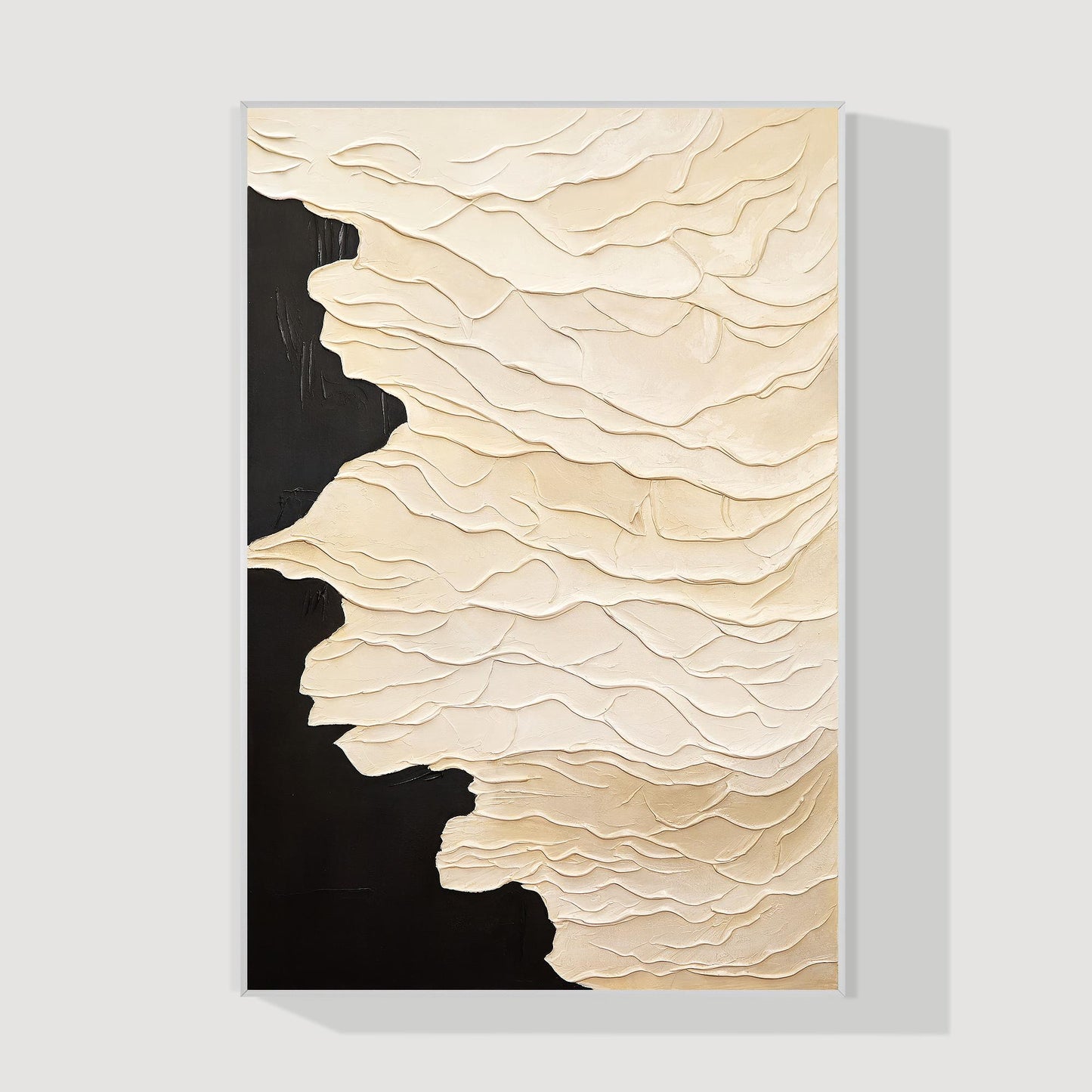 Textured Neutral Abstract Painting, Beige Cream Sculptural Wall Art, Modern Mini #15