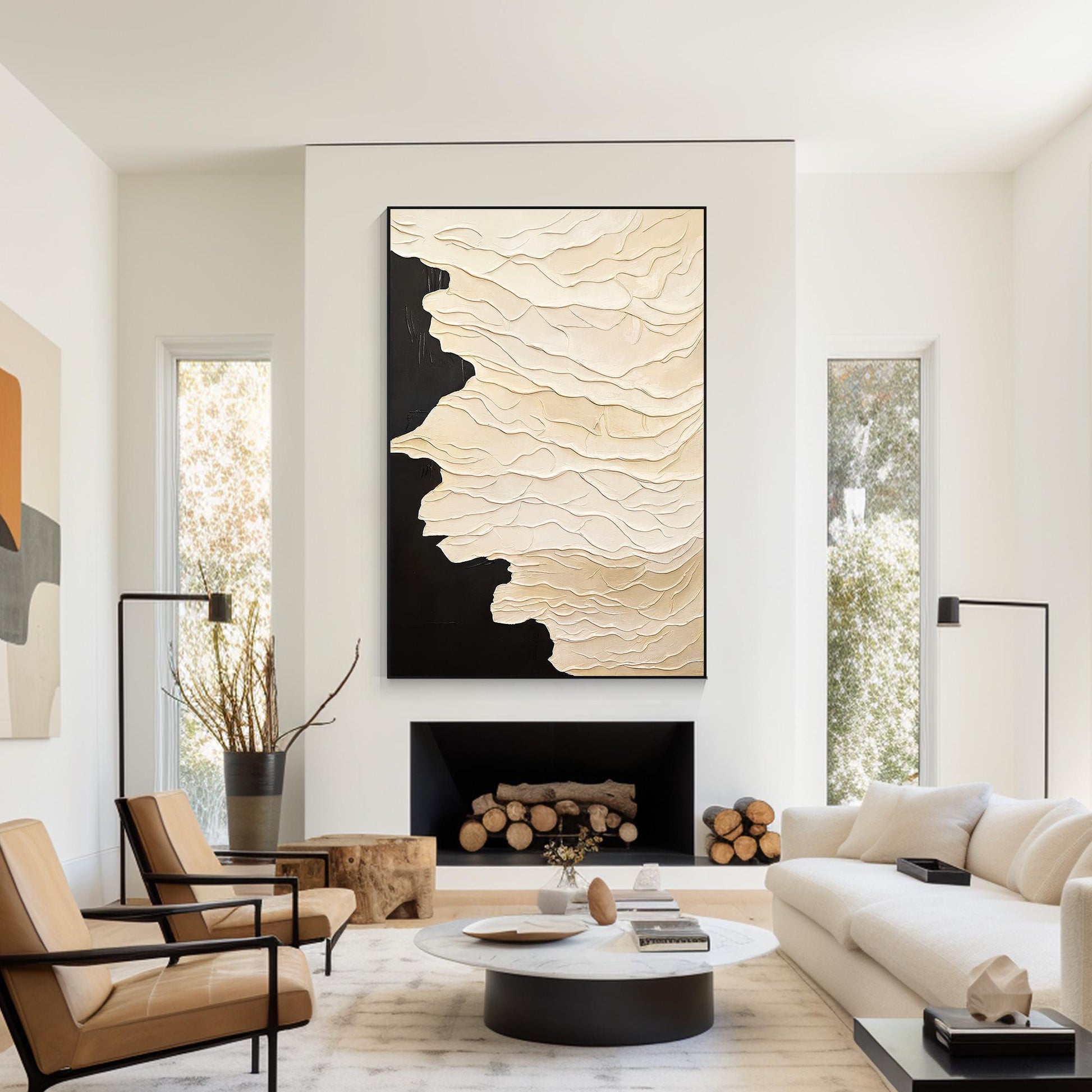 Textured Neutral Abstract Painting, Beige Cream Sculptural Wall Art, Modern Mini #3