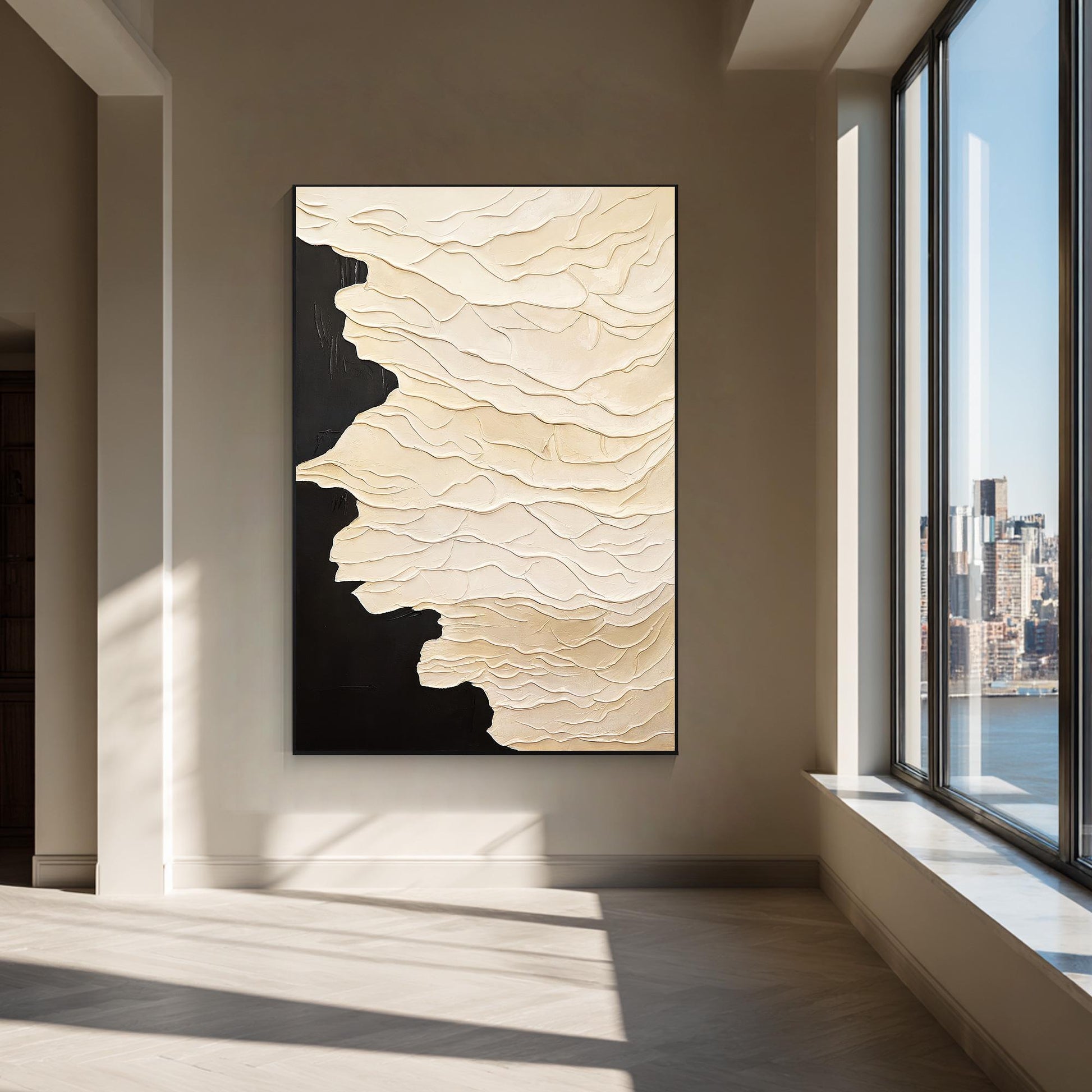 Textured Neutral Abstract Painting, Beige Cream Sculptural Wall Art, Modern Mini #5
