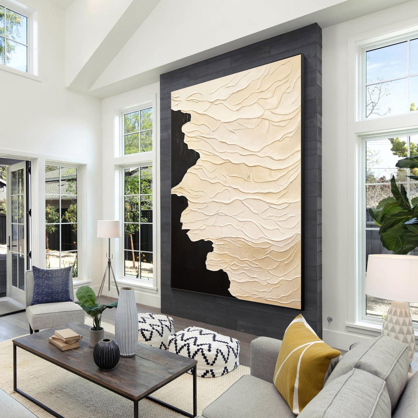 Textured Neutral Abstract Painting, Beige Cream Sculptural Wall Art, Modern Mini #6