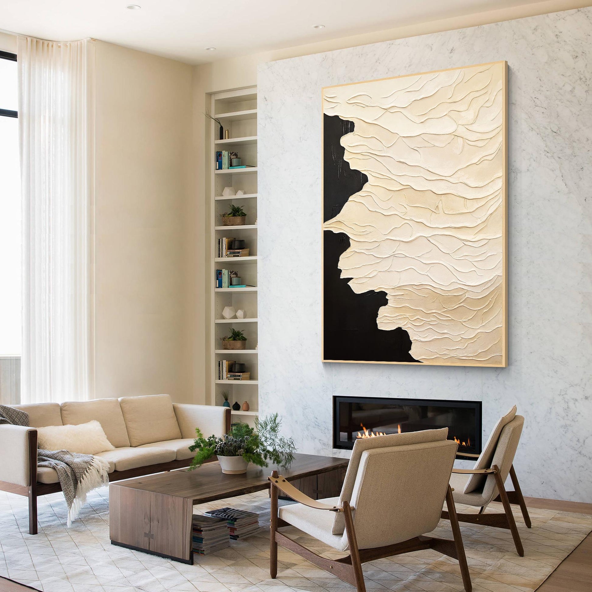 Textured Neutral Abstract Painting, Beige Cream Sculptural Wall Art, Modern Mini #7