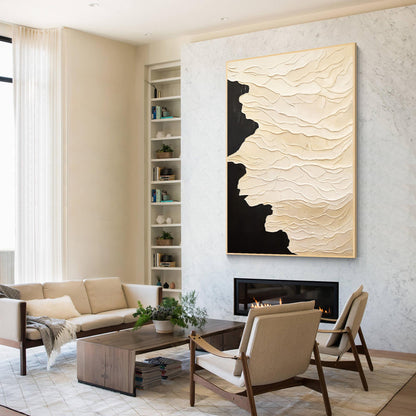 Textured Neutral Abstract Painting, Beige Cream Sculptural Wall Art, Modern Mini #7