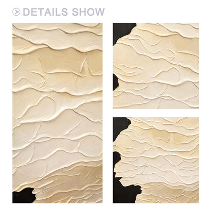 Textured Neutral Abstract Painting, Beige Cream Sculptural Wall Art, Modern Mini #9