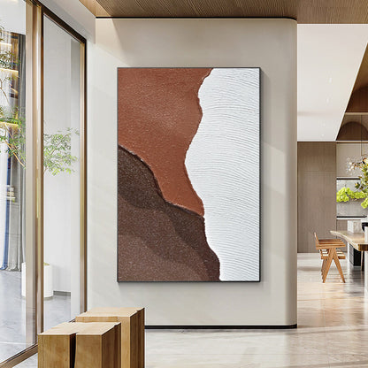 Textured Ocean Art: Brown & White Abstract Painting, Wabi Sabi Decor #2