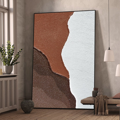 Textured Ocean Art: Brown & White Abstract Painting, Wabi Sabi Decor #4