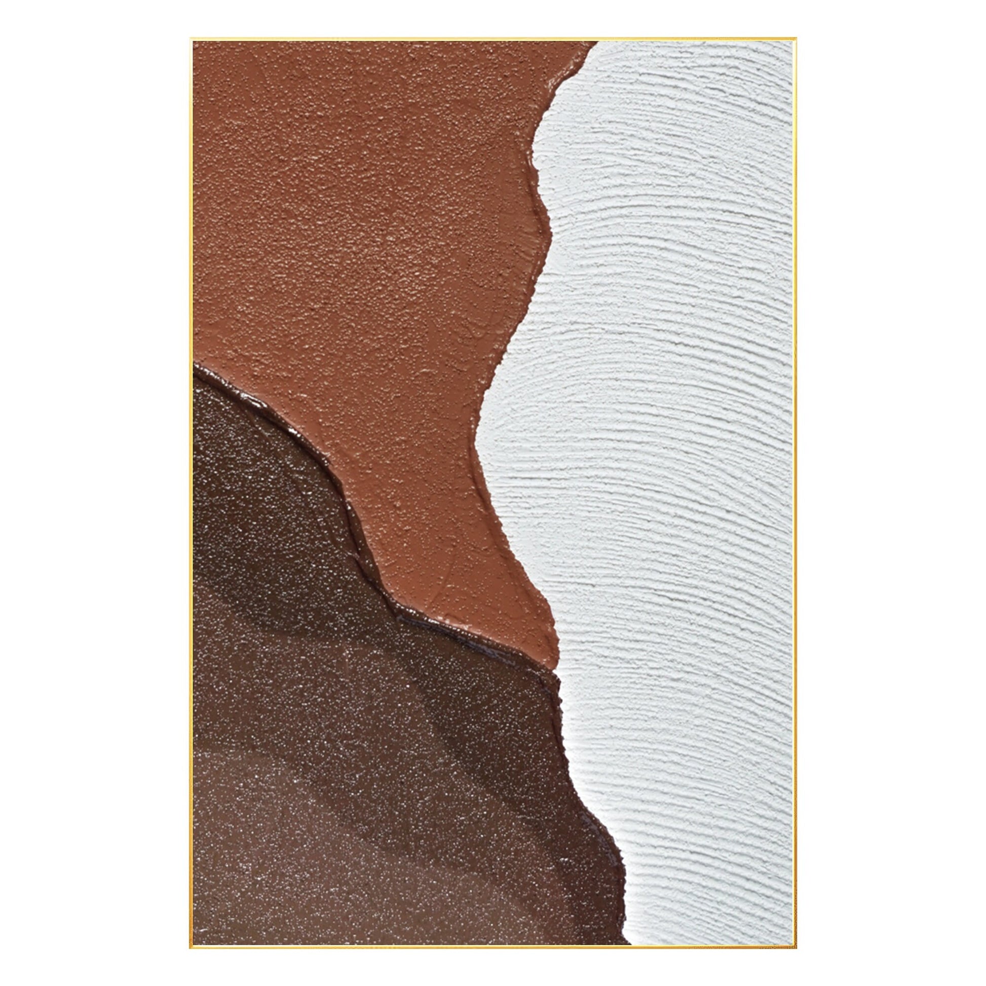 Textured Ocean Art: Brown & White Abstract Painting, Wabi Sabi Decor #7