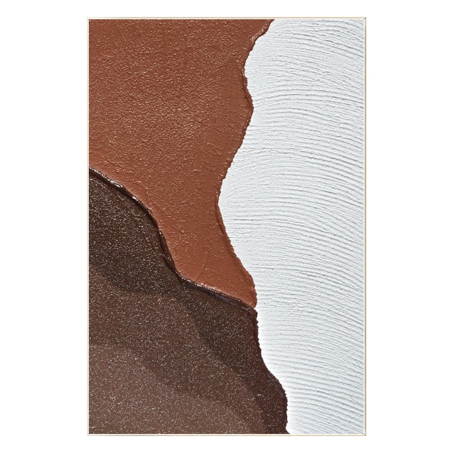 Textured Ocean Art: Brown & White Abstract Painting, Wabi Sabi Decor #8