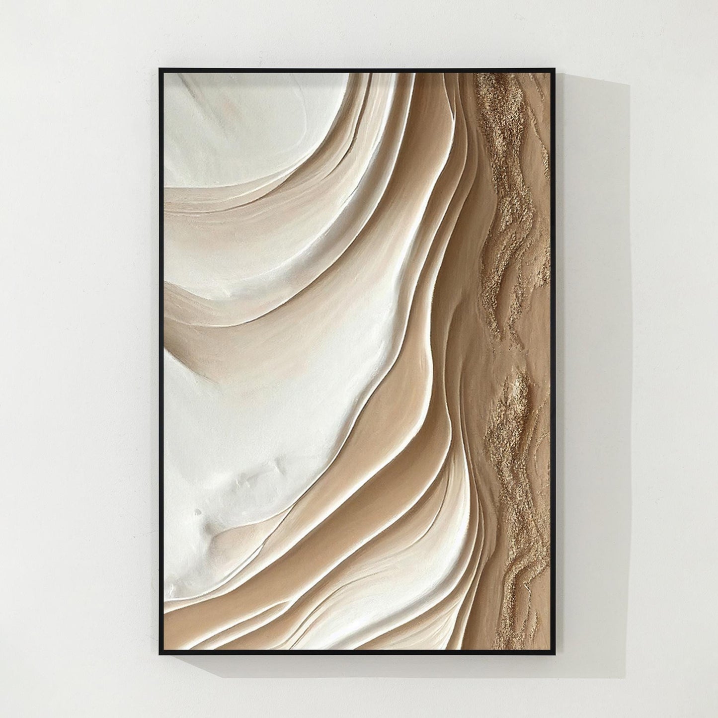 Textured Ocean Painting: 3D Earth Tone Coastal Wall Art #9